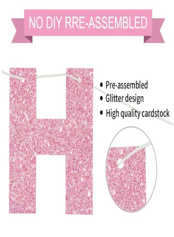 BEISHIDA Pink Happy Birthday Banner - Pre-Strung,No DIY Party Decorations - Happy Birthday Sign - Birthday Banner for Women, Kids - Backdrop - Image 3